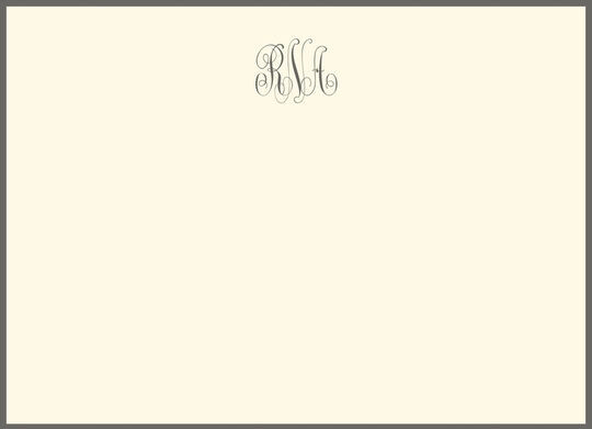 Triple Thick Classic Monogram Border Flat Note Cards - Raised Ink